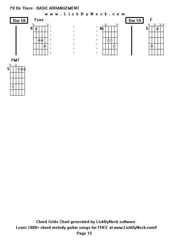 Chord Grids Chart of chord melody fingerstyle guitar song-I'll Be There - BASIC ARRANGEMENT,generated by LickByNeck software.